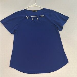Scarlett Blue Embellished Fitted Blouse